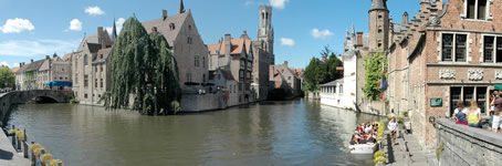 Panoramic view of Brugge canals
