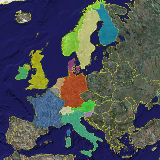 Carte d'Europe du voyage à moto