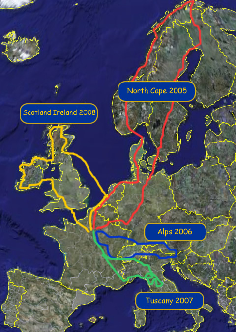 Carte d'Europe : les voyages Track and Road